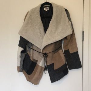 Jolt shearling robe coat with tie belt